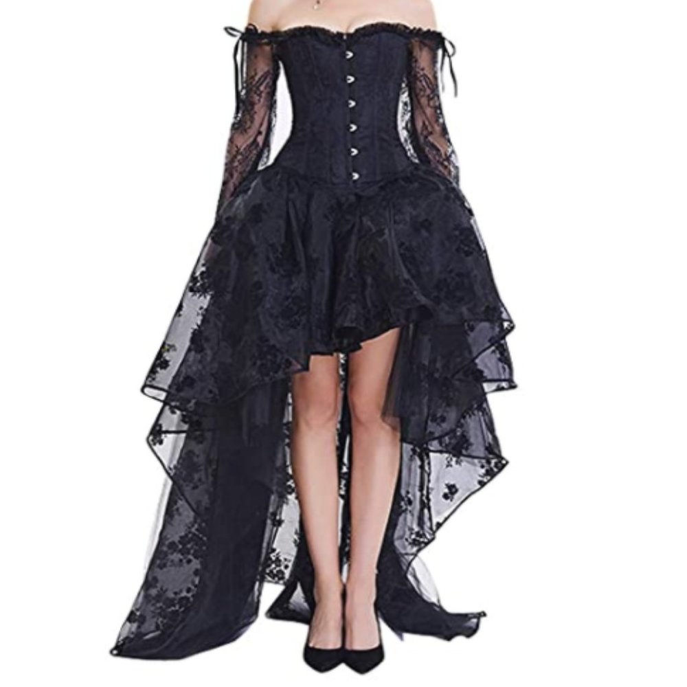 Steampunk Corset Top With High Low Skirt Costume